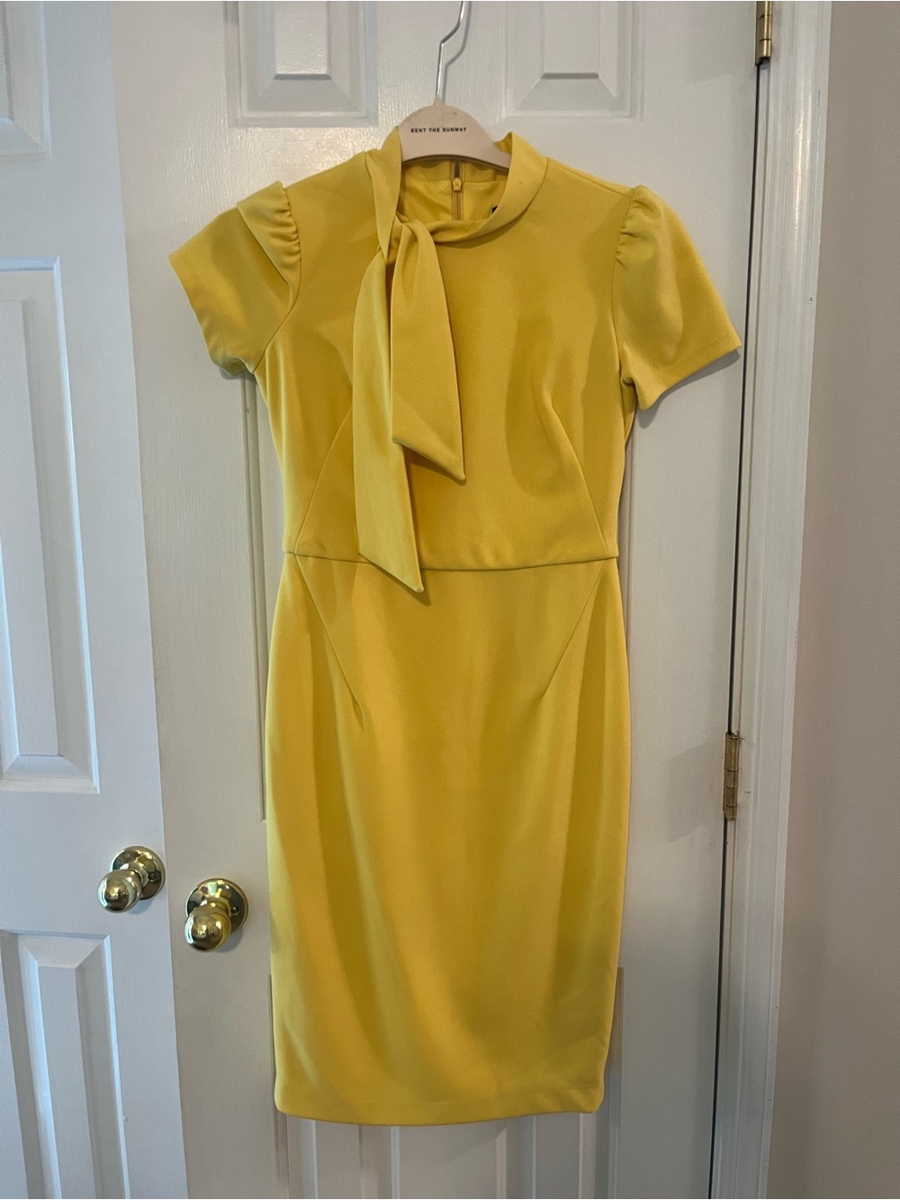 Maggy London Yellow Tie-Neck Midi Dress